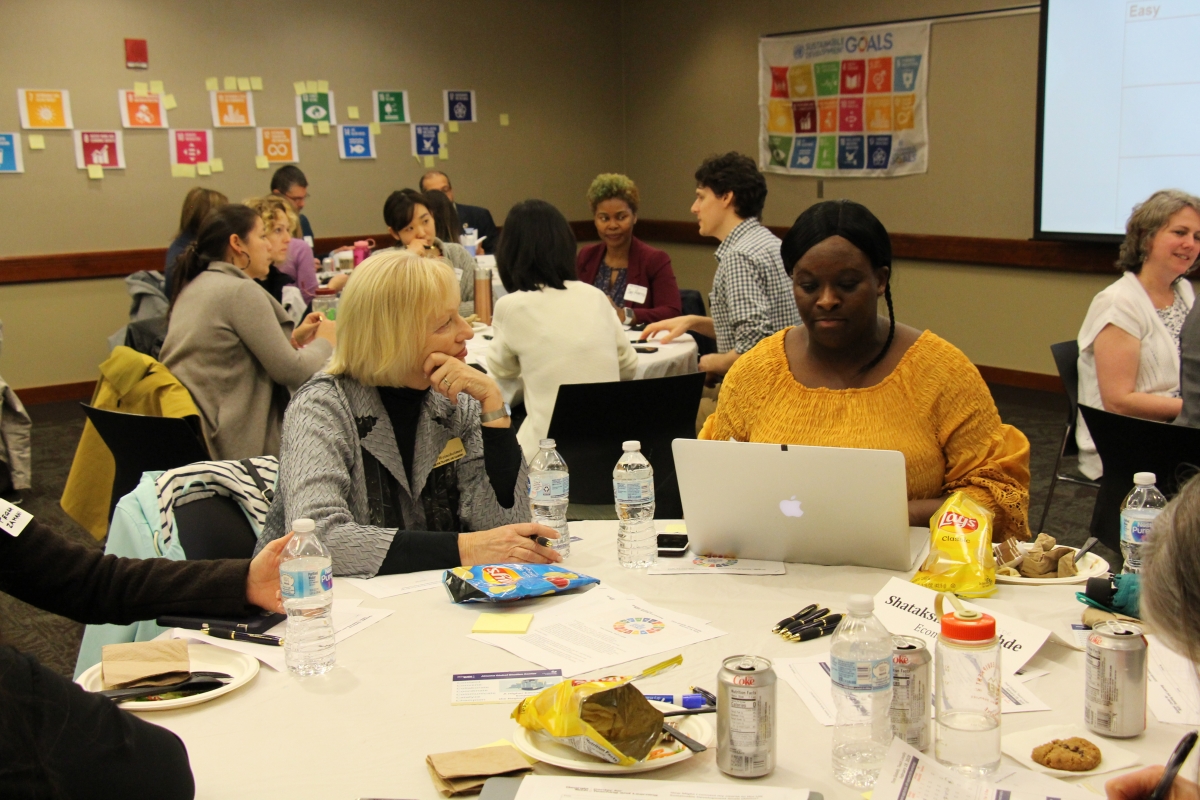 Members engage in a roundtable discussion about the United Nation's Sustainable Development Goals